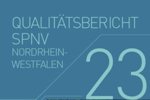 Zu sehen ist das Cover des Qualitätsberichts SPNV NRW 2023